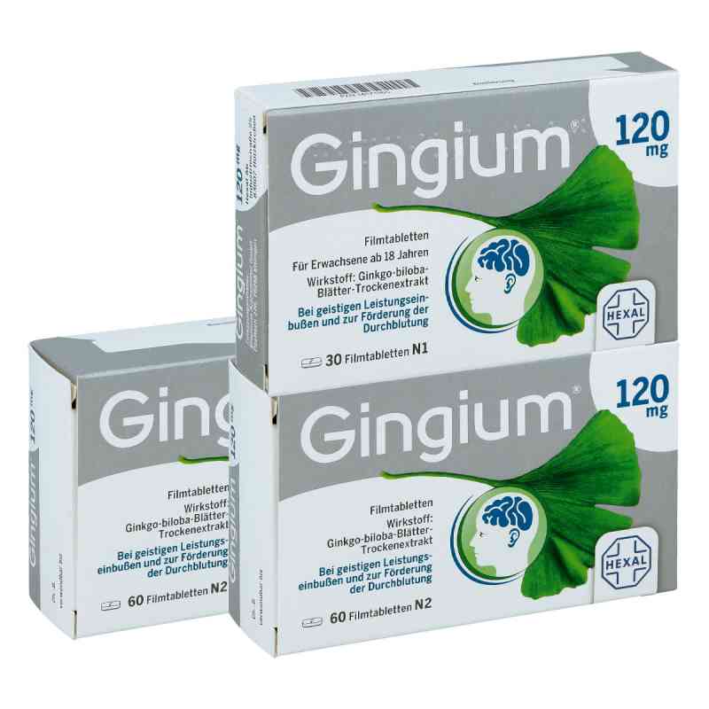 2x Gingium 120mg (60stk) + Gingium (30stk) 3 Pck von Hexal AG PZN 08130218