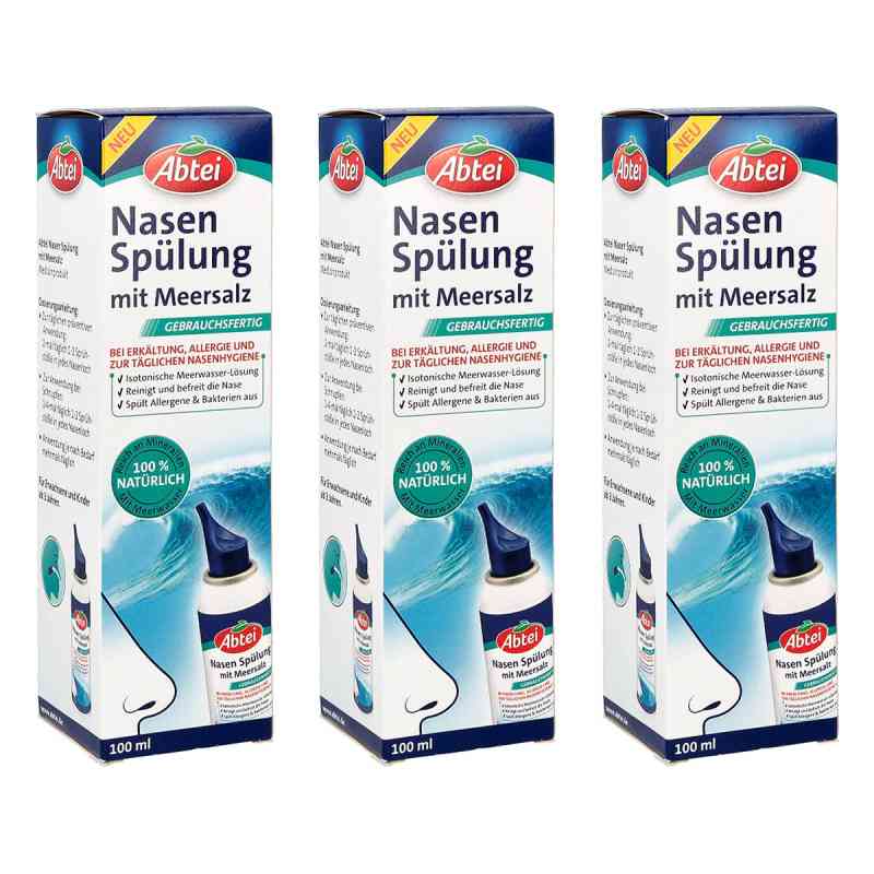 Abtei Nasenspülung mit Meersalz - bei Erkältung und Allergie  3x100 ml von Perrigo Deutschland GmbH PZN 08105116
