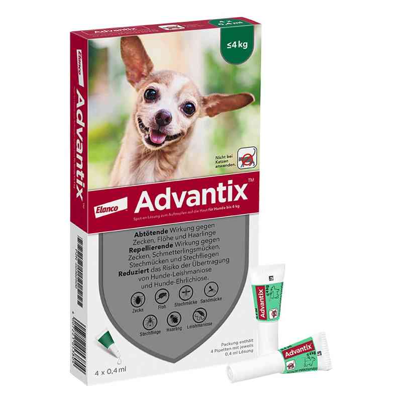 Advantix Spot-on Hund bis 4 kg Lösung 4 stk von Elanco Deutschland GmbH PZN 02362500