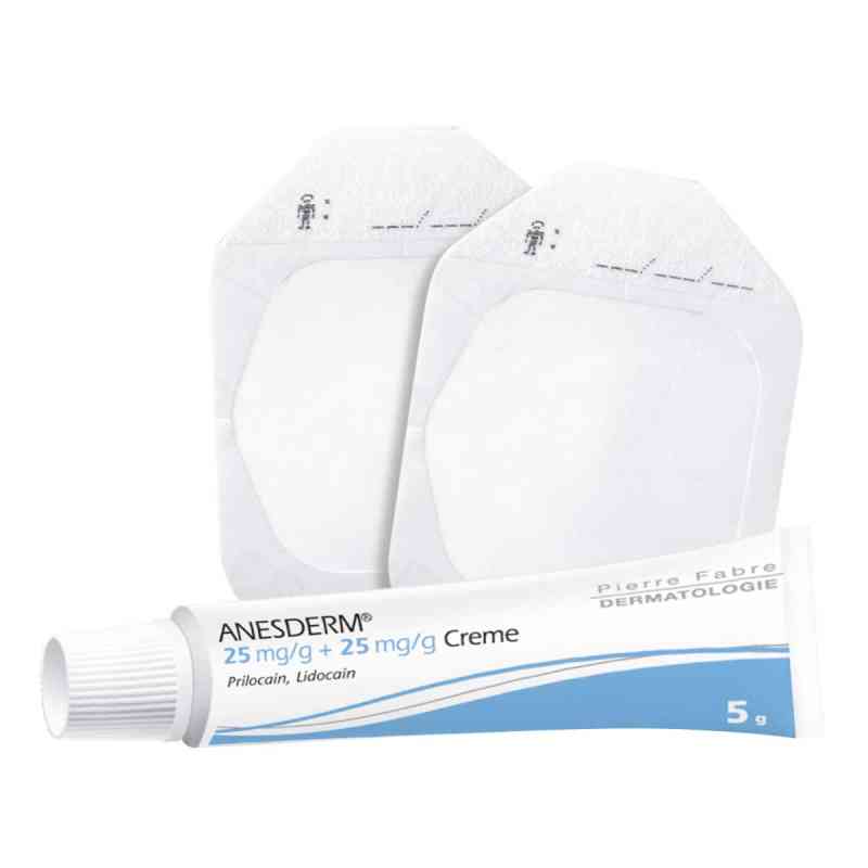 Anesderm zur Betäubung der Haut + 10 Pflaster 5X5 g von PIERRE FABRE DERMO KOSMETIK GmbH PZN 12520704