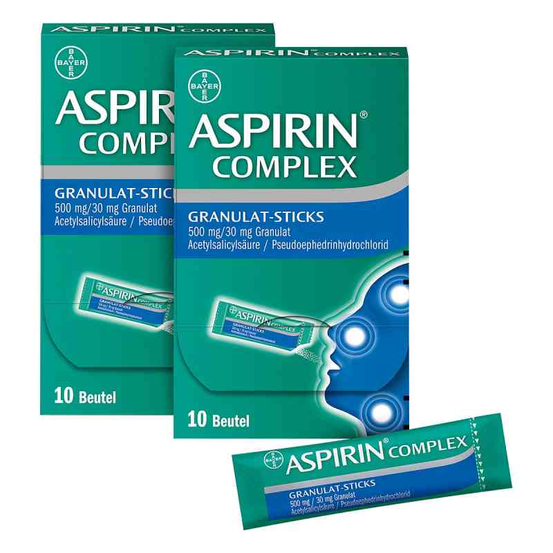 Aspirin Complex Granulat-Sticks 500mg/30 mg 2x10 stk von Bayer Vital GmbH PZN 08102356