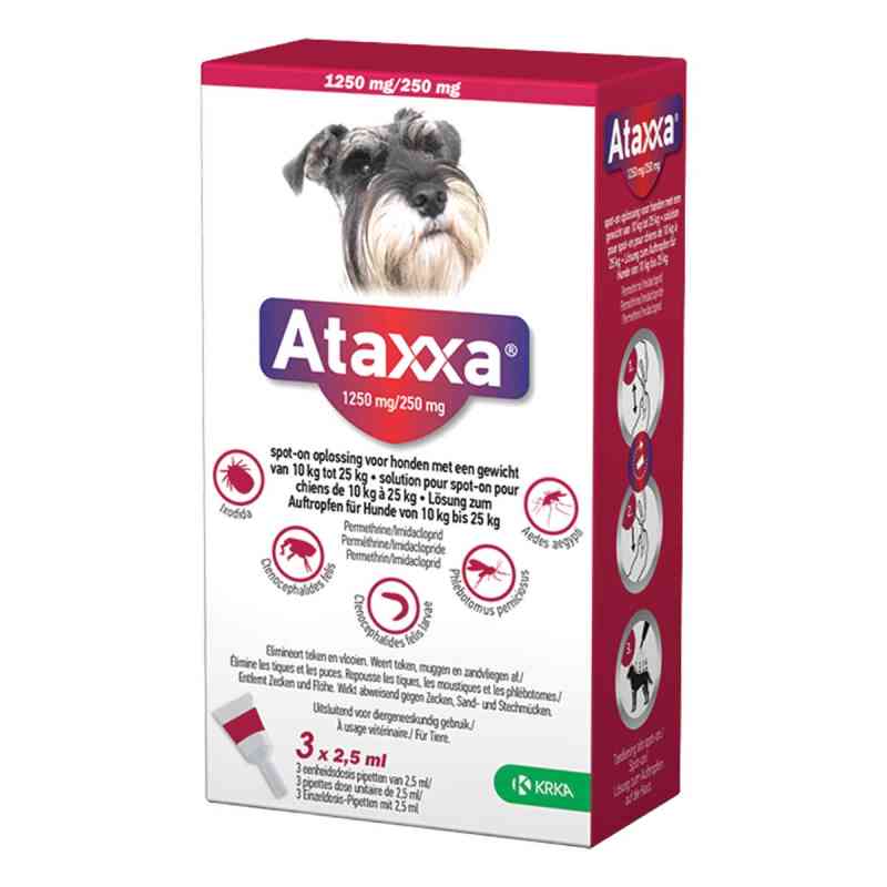 Ataxxa 1250 mg/250 mg Lösung zum Auftropfen für Hunde von 10-25  3 stk von TAD Pharma GmbH PZN 17855237