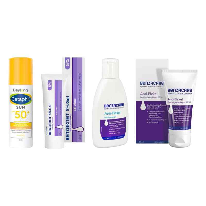 Benzaknen 5% Akne-Set: Reinigen, behandeln & UV-Schutz 1 Set von Galderma Laboratorium GmbH PZN 08105390