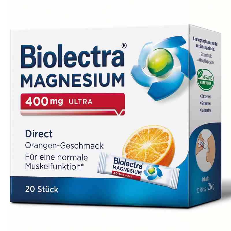 Biolectra Magnesium 400 mg Ultra Direct Orange 20 stk von HERMES Arzneimittel GmbH PZN 10252174