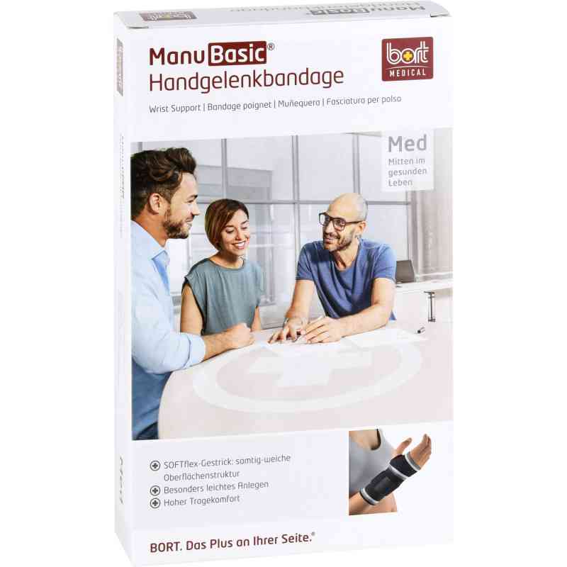 Bort Manubasic Bandage links medium schwarz 1 stk von Bort GmbH PZN 02759893