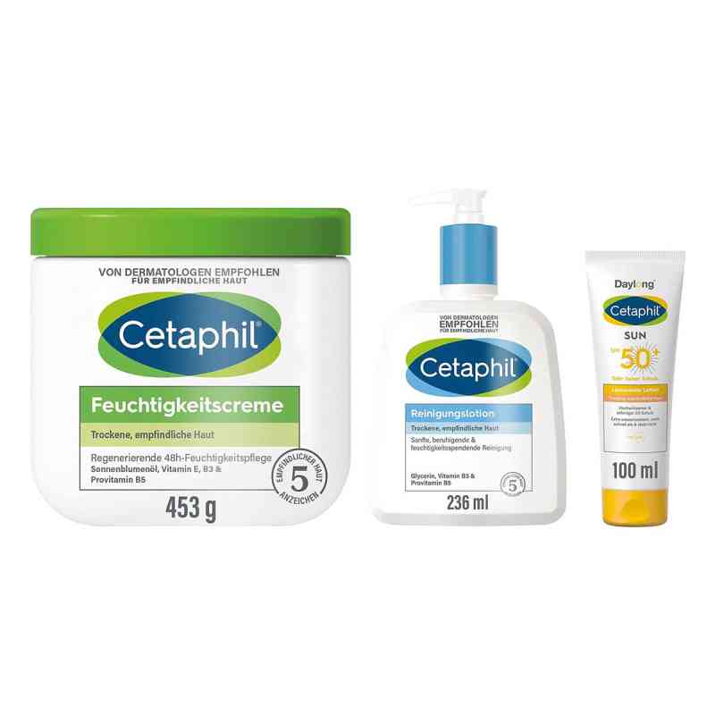 Cetaphil Reinigungslotion + Sun Daylong SPF50+ + Feuchtigkeitscr 1 Set von Galderma Laboratorium GmbH PZN 08107433