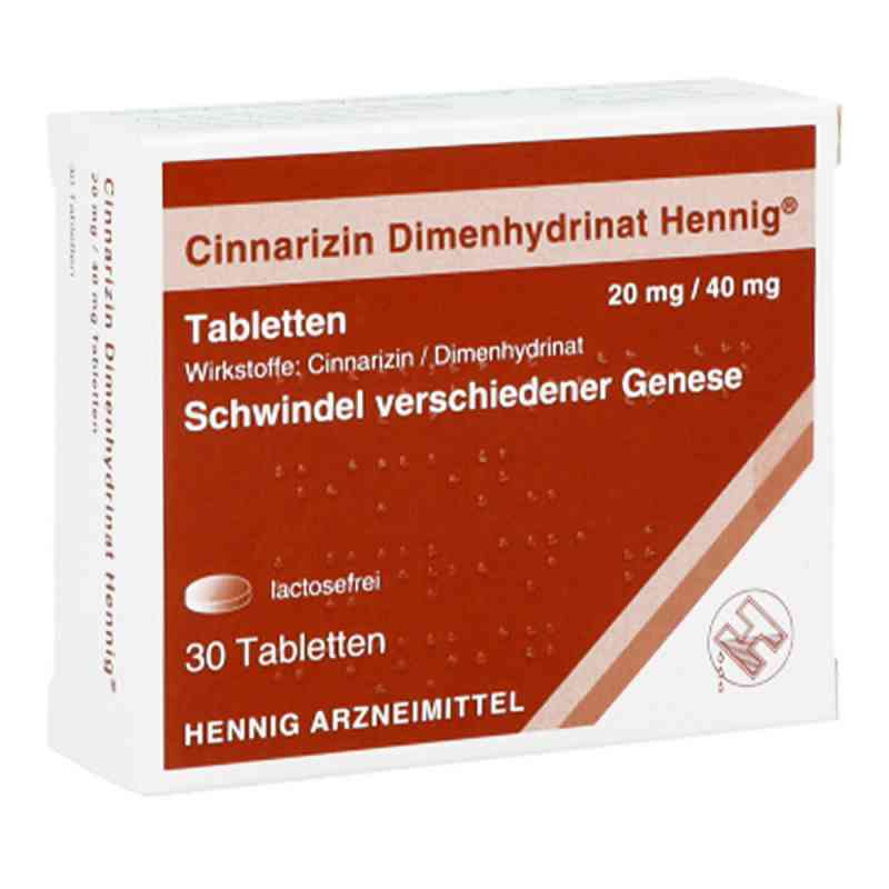Cinnarizin Dimenhydrinat Hennig 20 mg/40 mg Tabletten 30 stk von Hennig Arzneimittel GmbH & Co. KG PZN 11083182