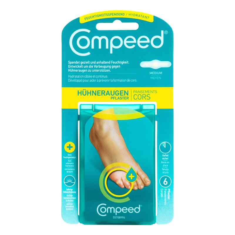 Compeed feuchtigkeitsspendende Hühneraugenpflaster 6 stk von Perrigo Deutschland GmbH PZN 09289700