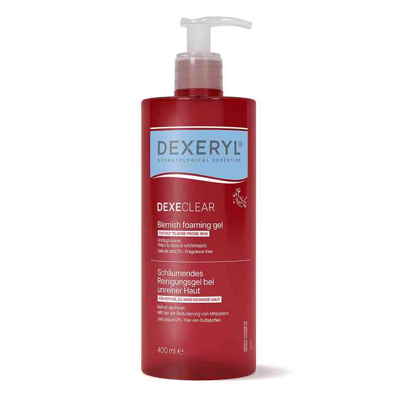 Dexeryl Dexeclear schäumendes Reinigungsgel bei unreiner Haut 400 ml von PIERRE FABRE DERMO KOSMETIK GmbH PZN 19641842