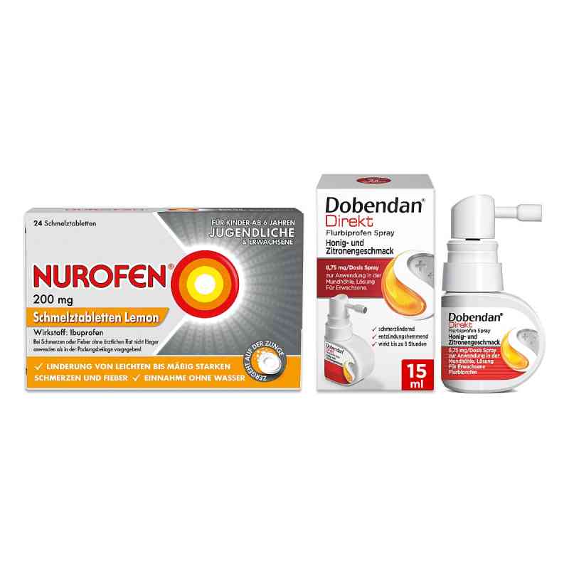 Dobendan Direkt Spray + Nurofen Schmelztabletten Lemon 1 Pck von Reckitt Benckiser Deutschland GmbH PZN 08101615