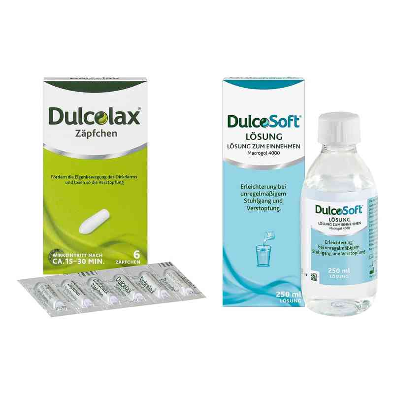 Dulcolax Zäpfchen 6stk und Dulcosoft Lösung 250ml 1 Pck von A. Nattermann & Cie GmbH PZN 08102599