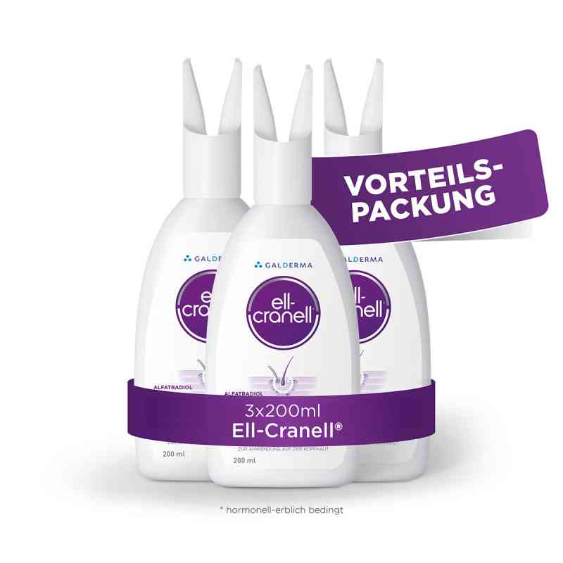 Ell-cranell 250 Mikrogramm/ml Lösung zur, zum anw.a.d.kopfh. 3X200 ml von Galderma Laboratorium GmbH PZN 15621819