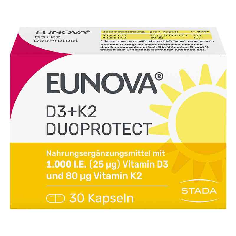 Eunova DuoProtect Vitamin D3+K2 1000IE/80UG 30 stk von STADA Consumer Health Deutschland GmbH PZN 13360622