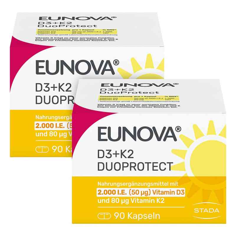 Eunova DuoProtect Vitamin D3+K2 2000IE/80UG 2X90 stk von STADA Consumer Health Deutschland GmbH PZN 15436772