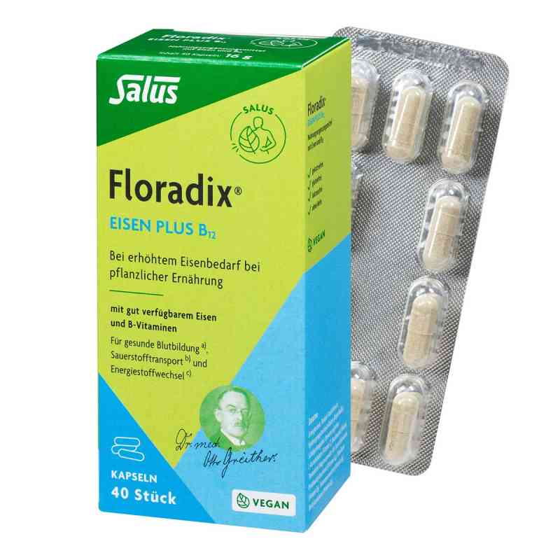 Floradix Eisen plus B12 vegan Kapseln 40 stk von GOERLICH PHARMA INTERN PZN 05566166