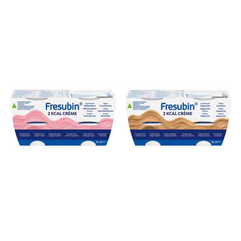 Fresubin 2 Kcal Creme Walderdbeere + Cappuccino | Aufbaunahrung 8x125 g von Fresenius Kabi Deutschland GmbH PZN 08107236