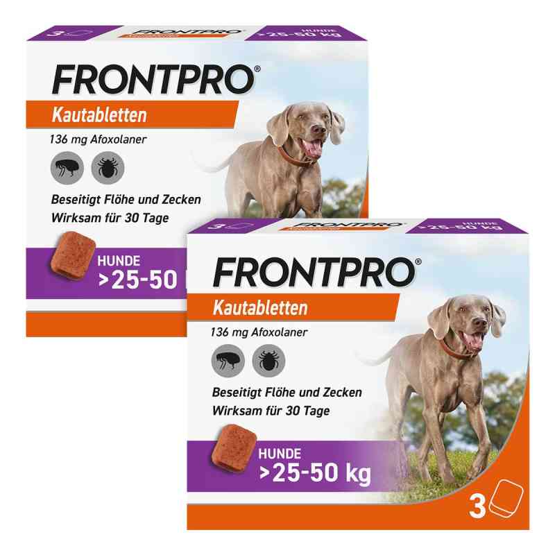 FRONTPRO Kautabletten für Hunde 25-50 kg 2x3 stk von Boehringer Ingelheim VETMEDICA GmbH PZN 08102413
