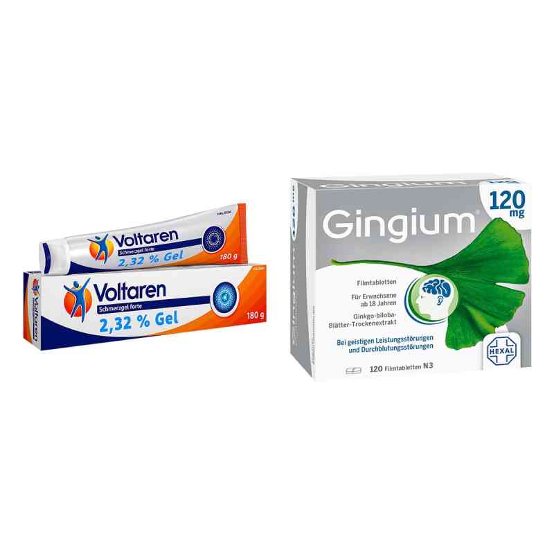 Gingium 120 mg Fta 120 stk + Voltaren Schmerzgel forte 180 g 1 Pck von  PZN 08102996