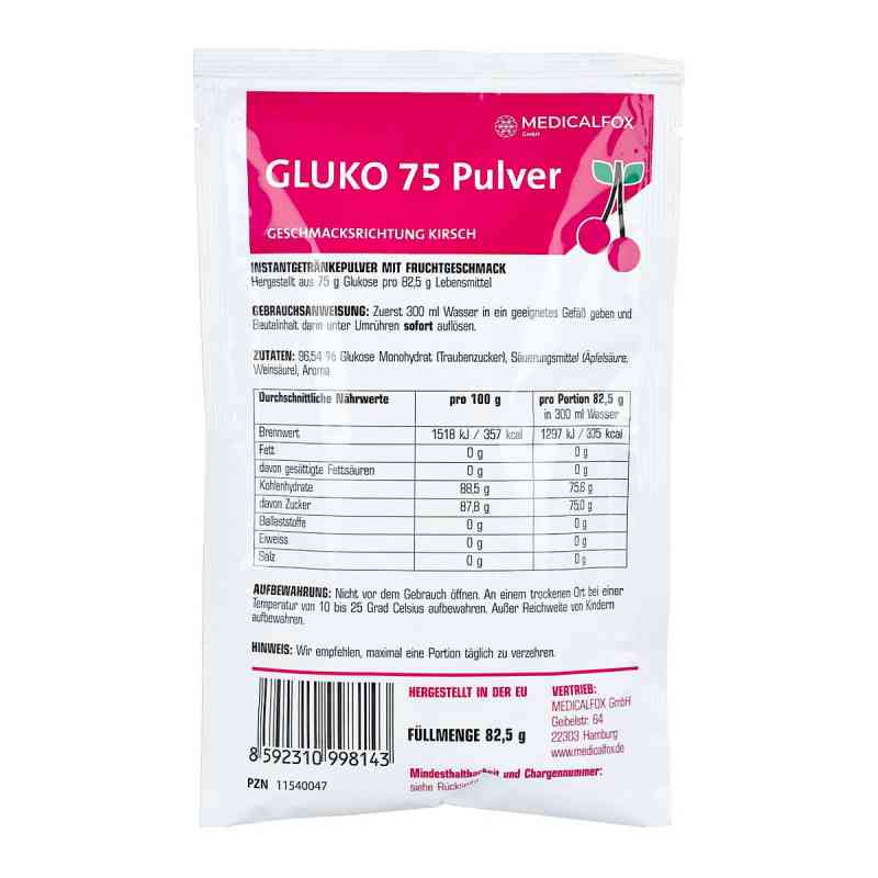 Glukose 75 g Kirsch Plv.z.her.e.lsg.z.einnehmen 75 g von MEDICALFOX GmbH PZN 11540047