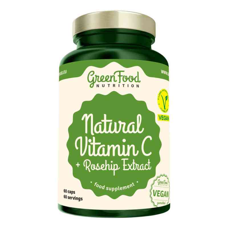 GreenFood Nutrition Natural Vitamin C + Hagebutten Extrakt 60 stk von  PZN 08106518