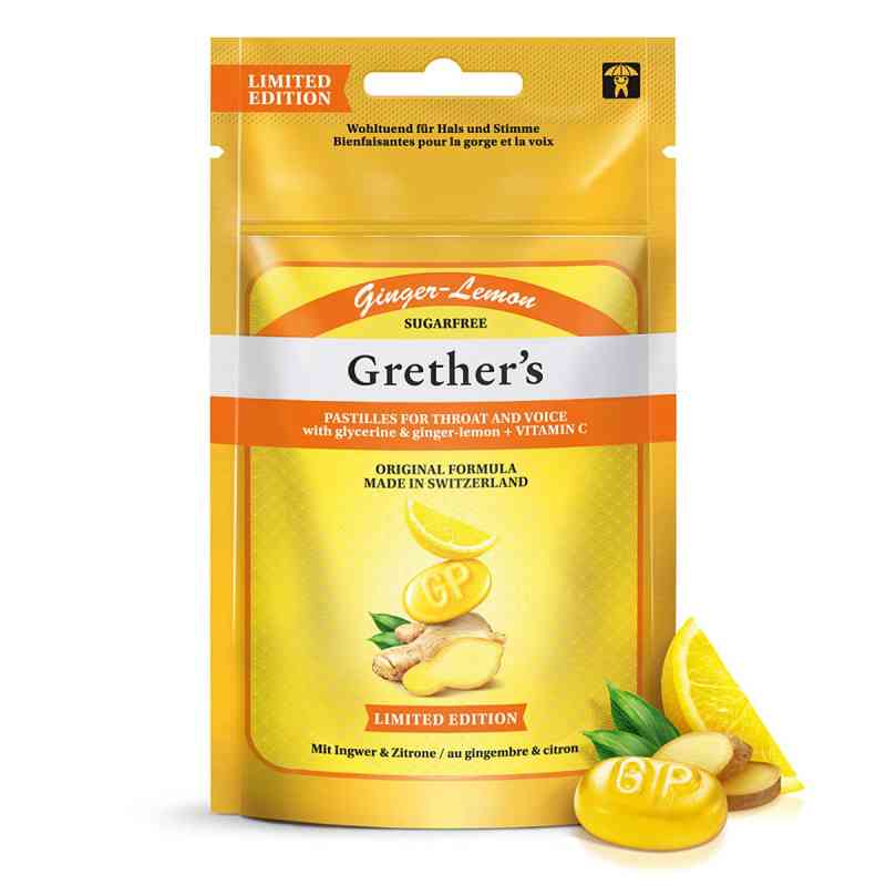 Grethers Ginger Lemon Zuckerfrei Pastillen Beutel Refill 75 g von Hager Pharma GmbH PZN 19199866
