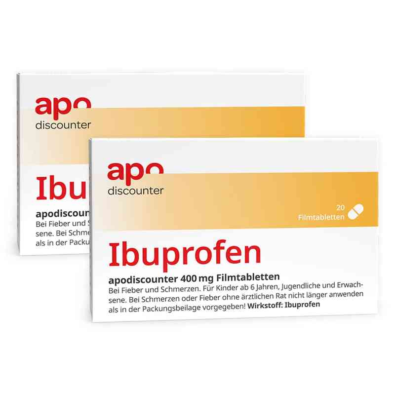 Ibuprofen 400 mg Schmerztabletten von apodiscounter 2x20 stk von Fairmed Healthcare GmbH PZN 08102186