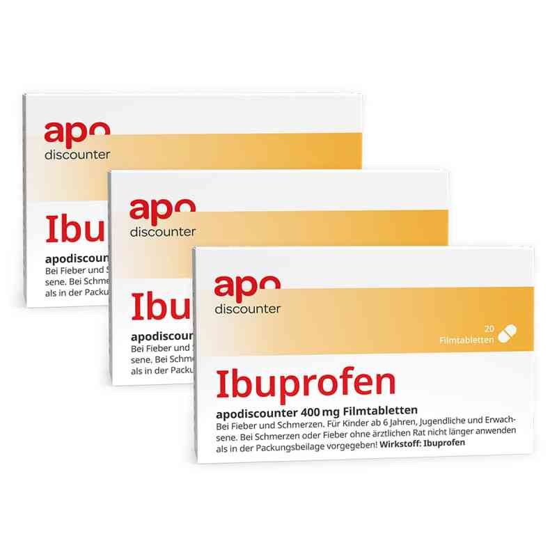 Ibuprofen 400 mg Schmerztabletten von apodiscounter 3x20 stk von Fairmed Healthcare GmbH PZN 08107675