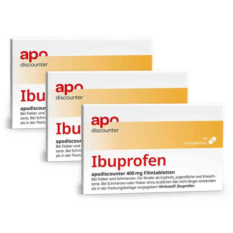 Ibuprofen 400 mg Schmerztabletten von apodiscounter 3x50 stk von Interpharm GmbH PZN 08102758
