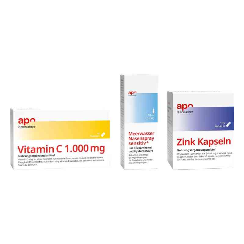 Immunsystem Sparset-Vitamin C + Zink + befeuchtendes Nasenspray 1 Pck von apo.com Group GmbH PZN 08102223