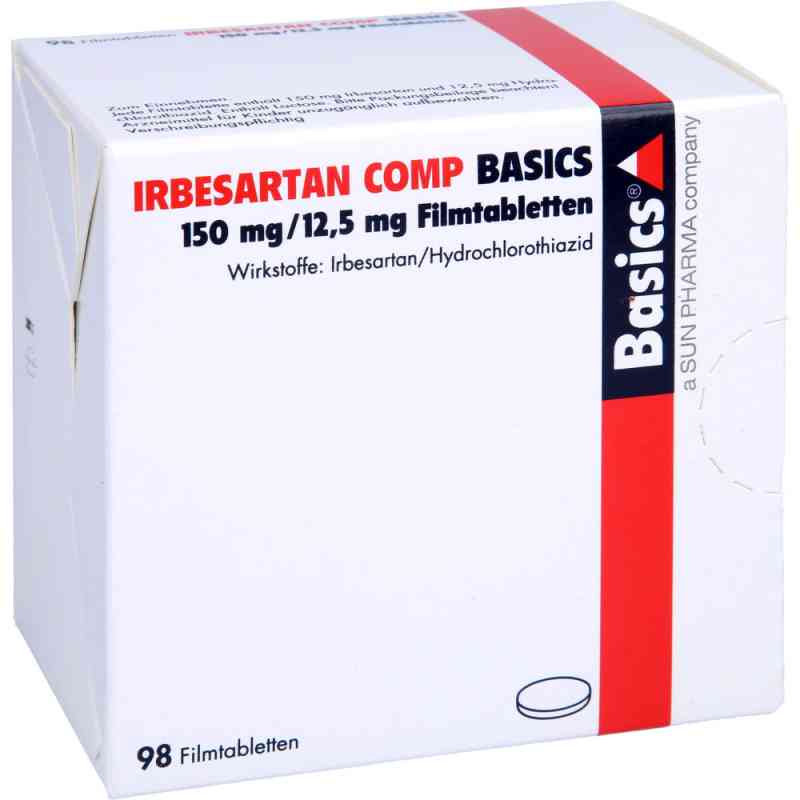 Irbesartan Comp Basics 150 mg/12,5 mg Filmtabletten 98 stk von Basics GmbH PZN 02460065