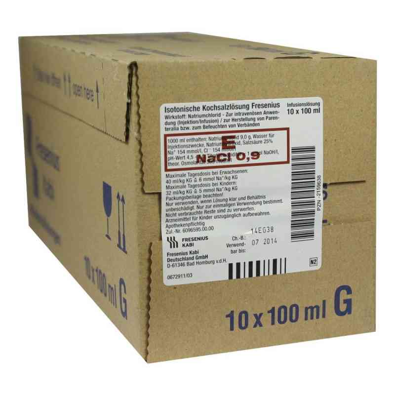 Kochsalzlösung 0,9% Glasflasche fresenius 10X100 ml von Fresenius Kabi Deutschland GmbH PZN 02159638