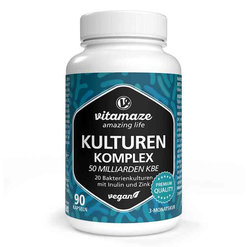 Kulturen Komplex 20 Darmbakterien 50 Mrd KBE Vegane Kapseln 90 stk von Vitamaze GmbH PZN 19439796