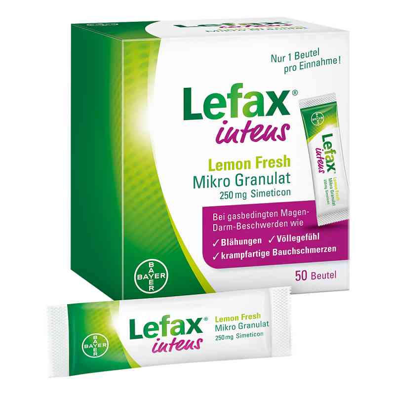 Lefax intens Lemon Fresh 250 mg Granulat 50 stk von Bayer Vital GmbH PZN 13248486