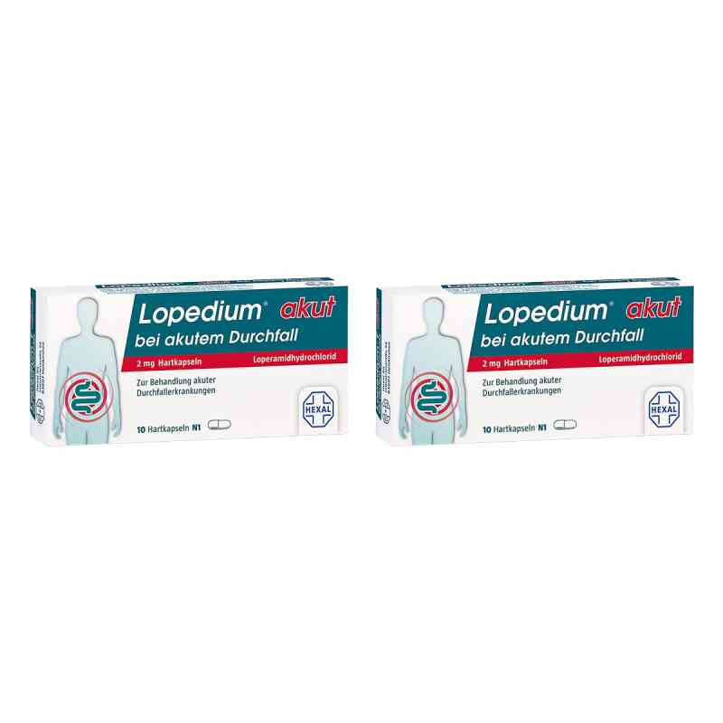 Lopedium® akut bei akutem Durchfall 2 mg Hartkapseln  2x10 stk von Hexal AG PZN 08104394