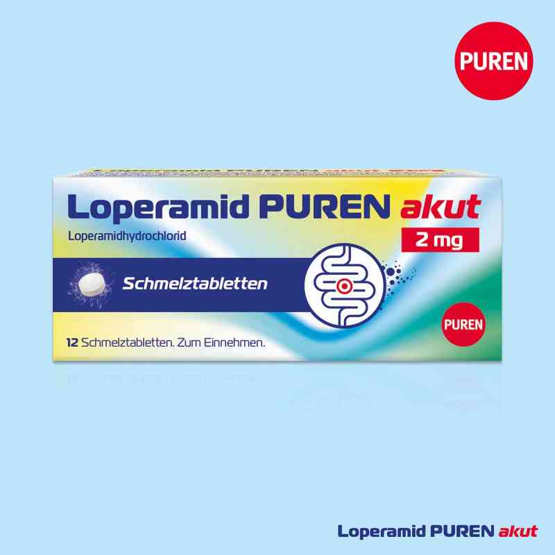 Loperamid Puren Akut 2 mg Schmelztabletten 12 stk von PUREN Pharma GmbH & Co. KG PZN 18352171