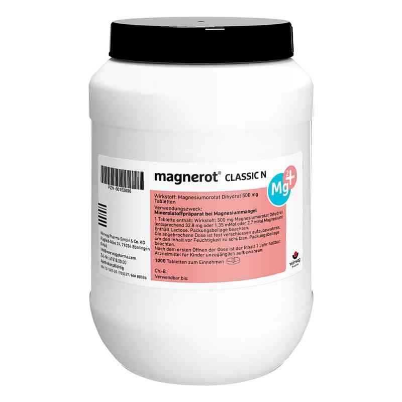 Magnerot Classic N Tabletten 1000 stk von Wörwag Pharma GmbH & Co. KG PZN 00153896