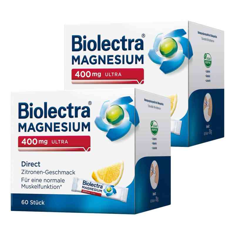 Magnesium Biolectra 400 mg Ultra Direct Zitrone 2x60 stk von HERMES Arzneimittel GmbH PZN 08106034