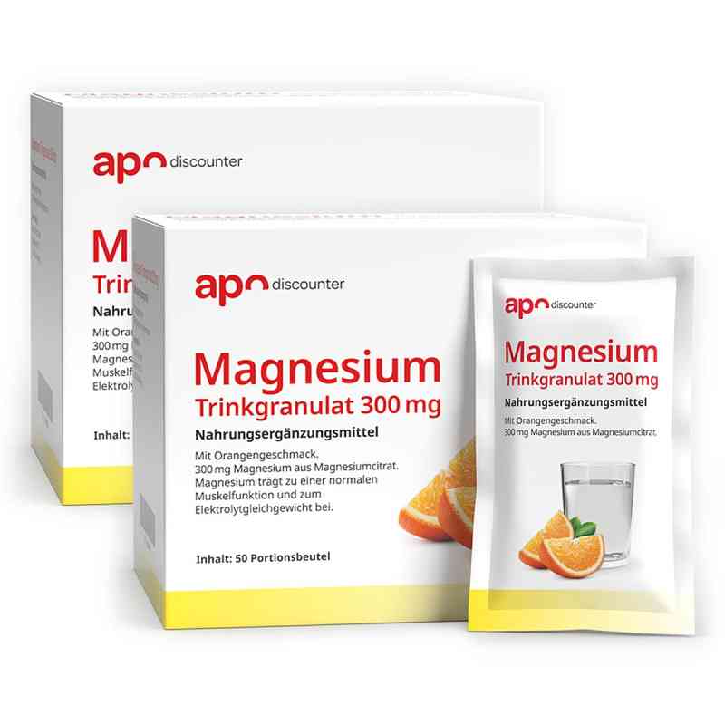 Magnesium Trinkgranulat 300 mg von apodiscounter  2x50X6 g von apo.com Group GmbH PZN 08107057