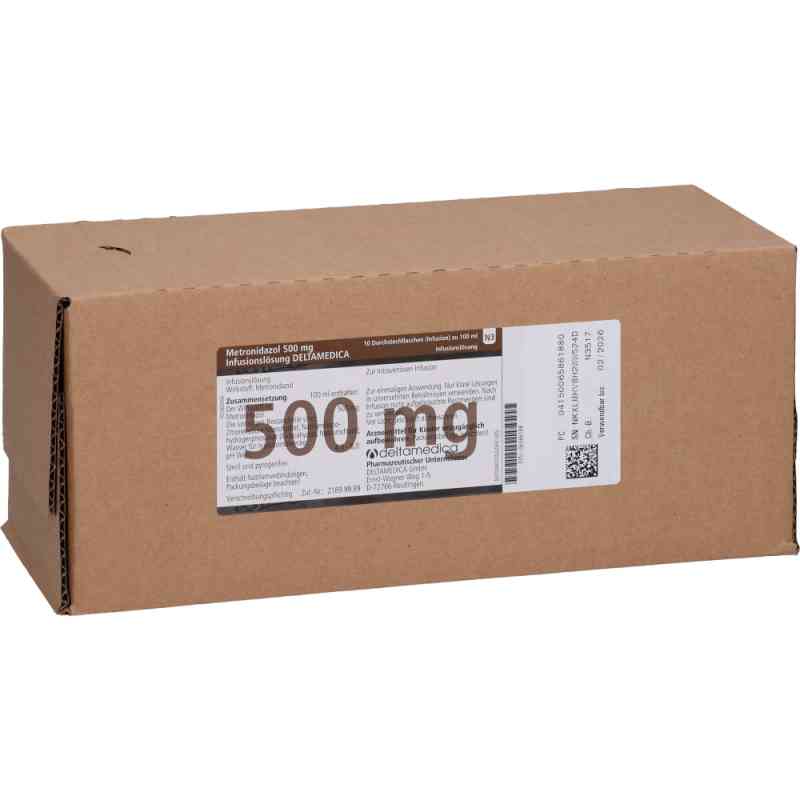 Metronidazol 0,5% Glas Flasche Infusionslösung 10X100 ml von DELTAMEDICA GmbH PZN 06586188
