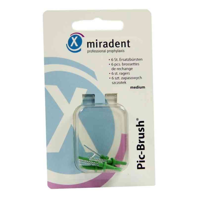 Miradent Interdentalbürsten Pic-Brush Ersatzbürsten medium grün 6  von Hager Pharma GmbH PZN 02172432