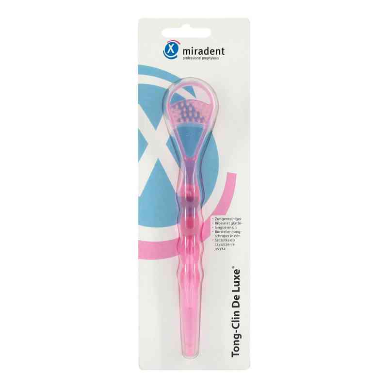 Miradent Zungenreiniger Tong‐Clin De Luxe pink transparent 1 stk von Hager Pharma GmbH PZN 02172573