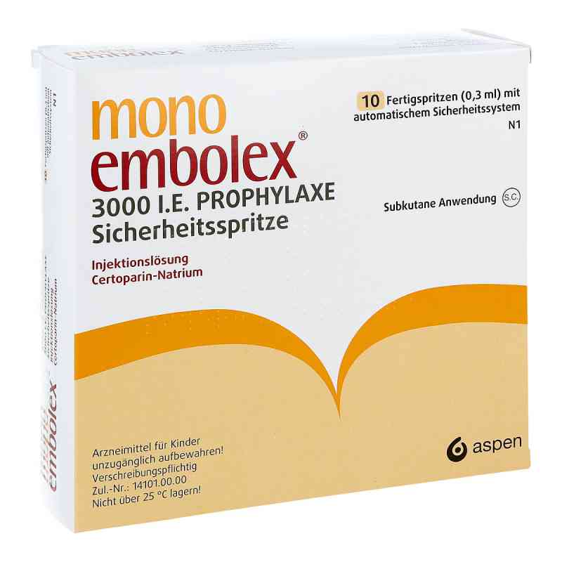 Mono Embolex 3.000 I.e.prophyl.sicherh.spr. 10 stk von Mylan Healthcare GmbH PZN 01454364