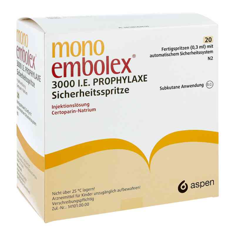 Mono Embolex 3.000 I.e.prophyl.sicherh.spr. 20 stk von Mylan Healthcare GmbH PZN 01454418