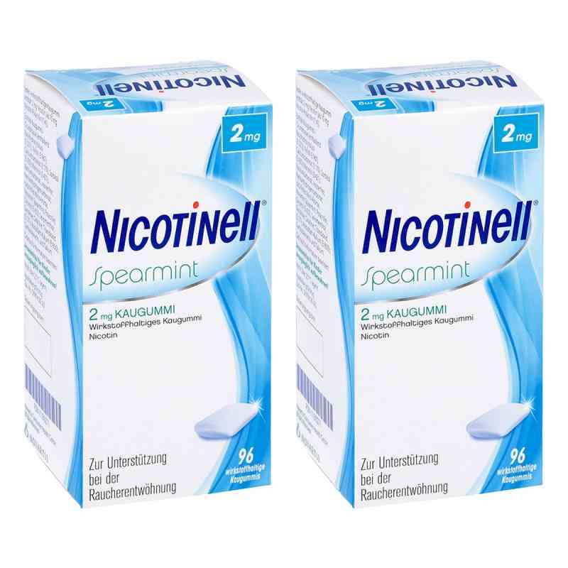 Nicotinell Kaugummi 2 mg Spearmint 2x96 stk von Cooper Consumer Health Deutschland GmbH PZN 08107015
