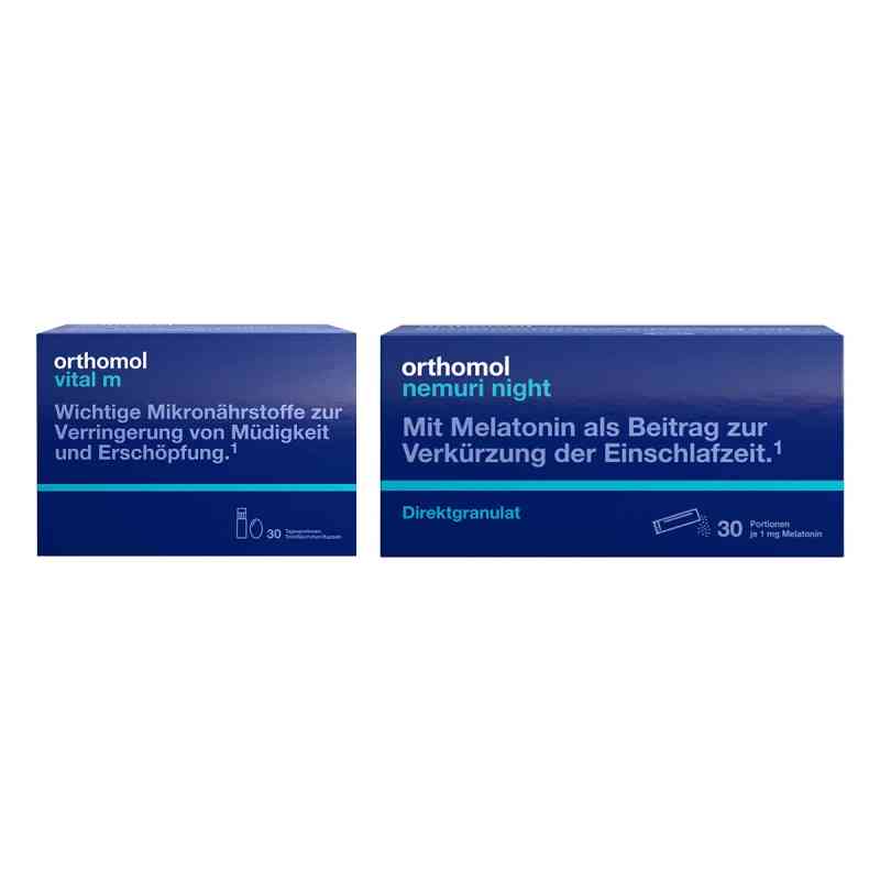Orthomol Vital m Trinkflasche  + Orthomol Nemuri night Spray 1 Set von Orthomol pharmazeutische PZN 08102398