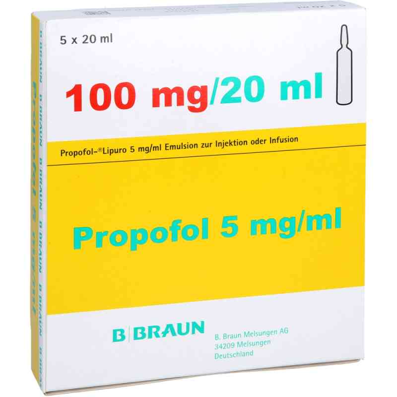 Propofol Lipuro 5mg/ml Emuls.z.inj.u.inf.glasamp. 5X20 ml von B. Braun Melsungen AG PZN 00204079