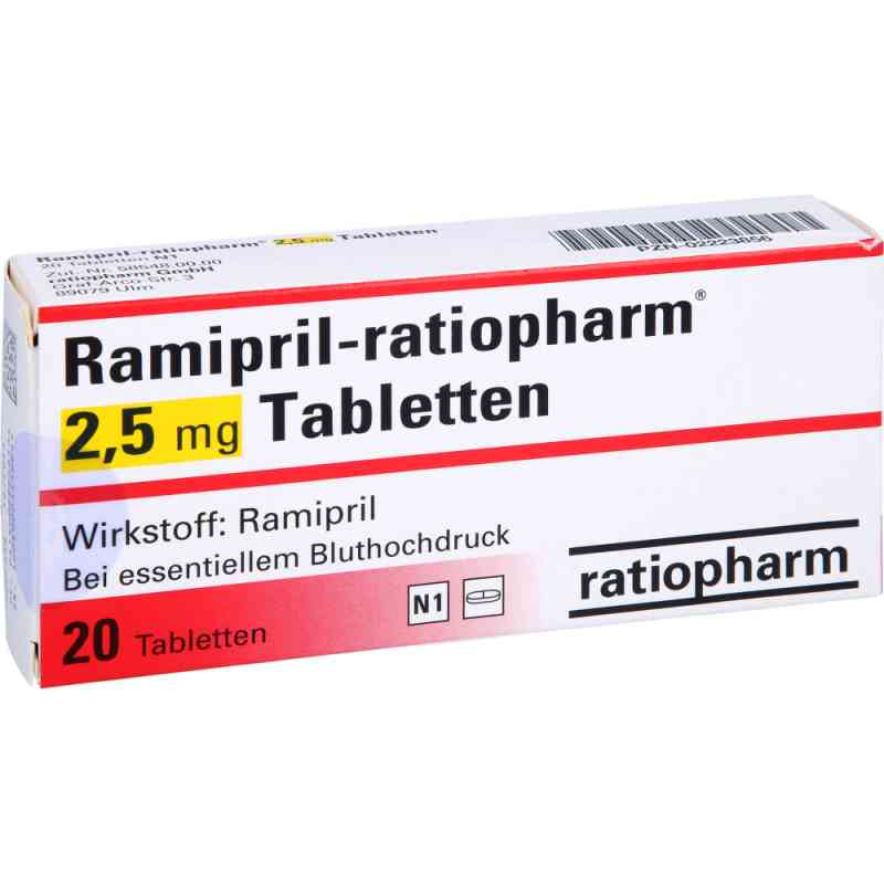 Ramipril-ratiopharm 2,5 mg Tabletten 20 stk von ratiopharm GmbH PZN 02223856