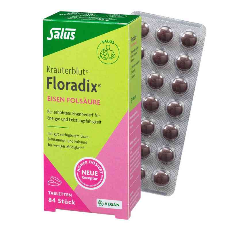 Salus Kräuterblut Floradix Eisen Folsäure Tabletten 84 stk von SALUS Pharma GmbH PZN 17617555