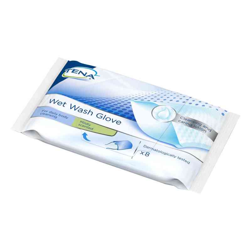 Tena Wet Wash Glove parfümiert 15x23 cm blau 8 stk von Essity Germany GmbH PZN 10061385