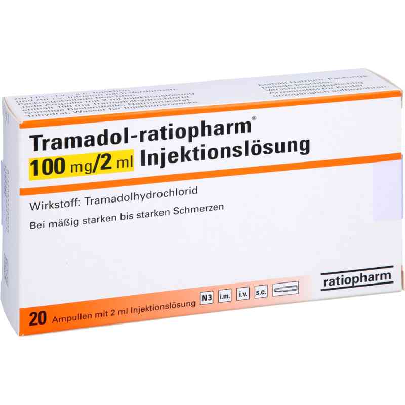 Tramadol ratiopharm 100 mg/2 ml iniecto l. 20 stk von ratiopharm GmbH PZN 07260595